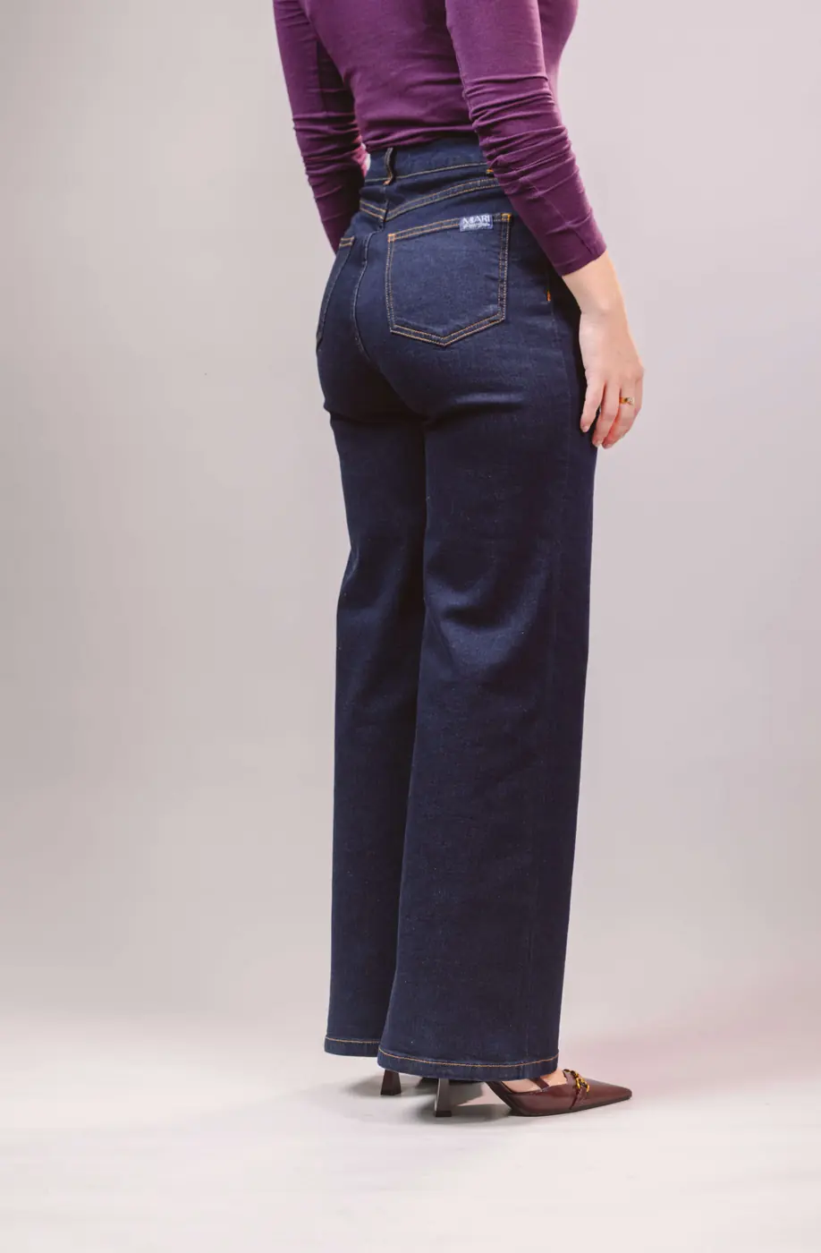 Petite Wide Leg Jeans – Dark Blue — detailfoto 6