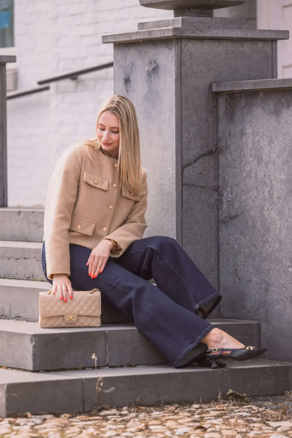Petite Wide Leg Jeans – Dark Blue — detailfoto 8