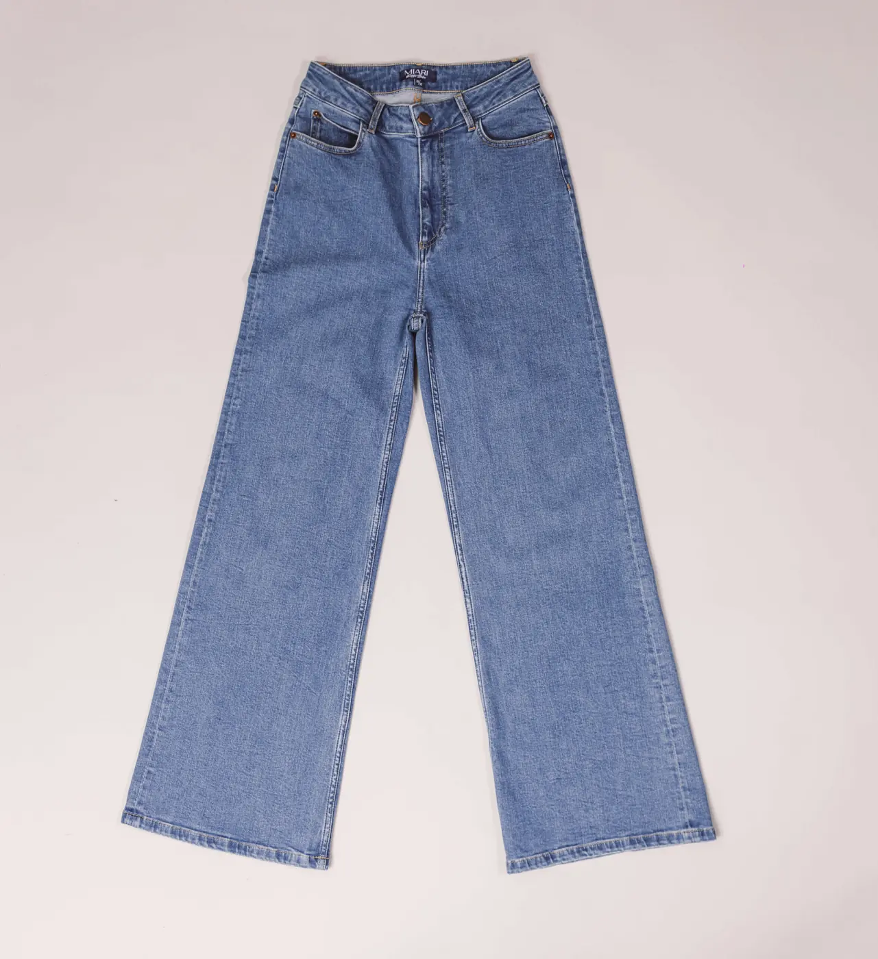 Petite Wide Leg Jeans – Mid Blue — detailfoto 8